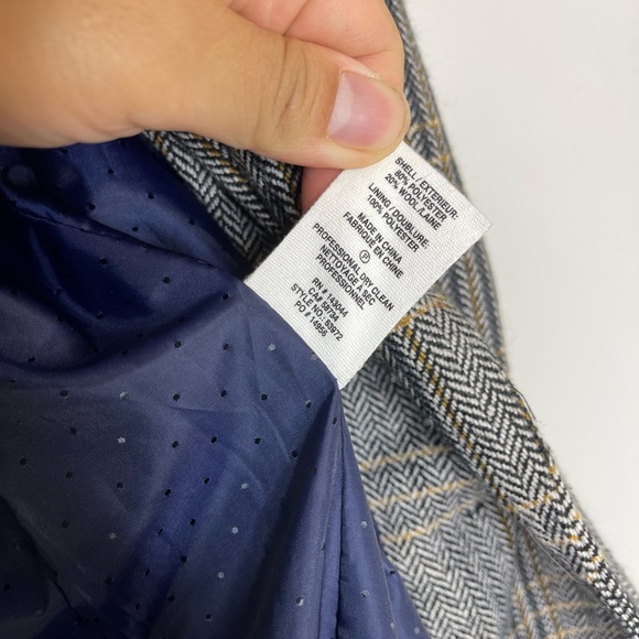 Avec Les Filles Brown Double Breast Plaid Wool Blend Textured Blazer Sz Small - Picture 10 of 13